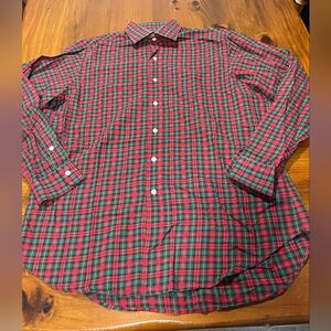 Polo Ralph Lauren Mens Regent Classic Fit Cotton Red Green Plaid Long Sleeve Lg